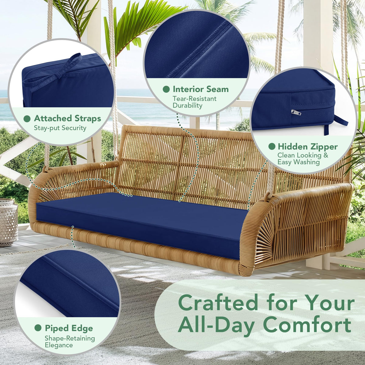 Summsun bench cushion removable cover for easy cleaning and maintenance.