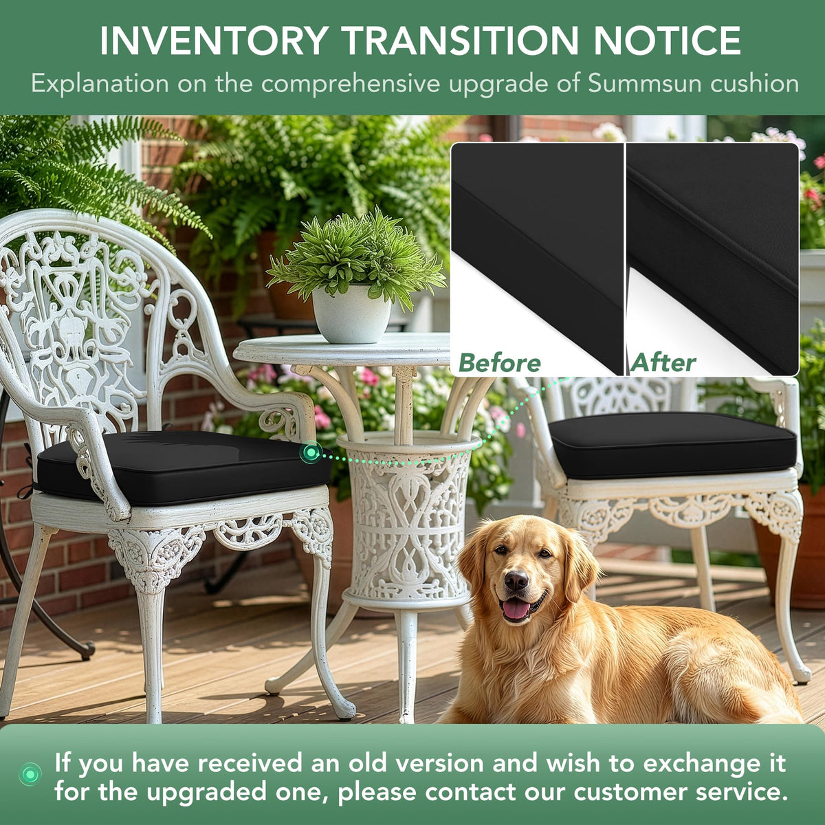 Summsun black outdoor cushions complement any patio with a timeless look.