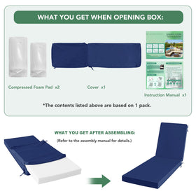 Summsun navy cushion on outdoor deck ready for outdoor use.