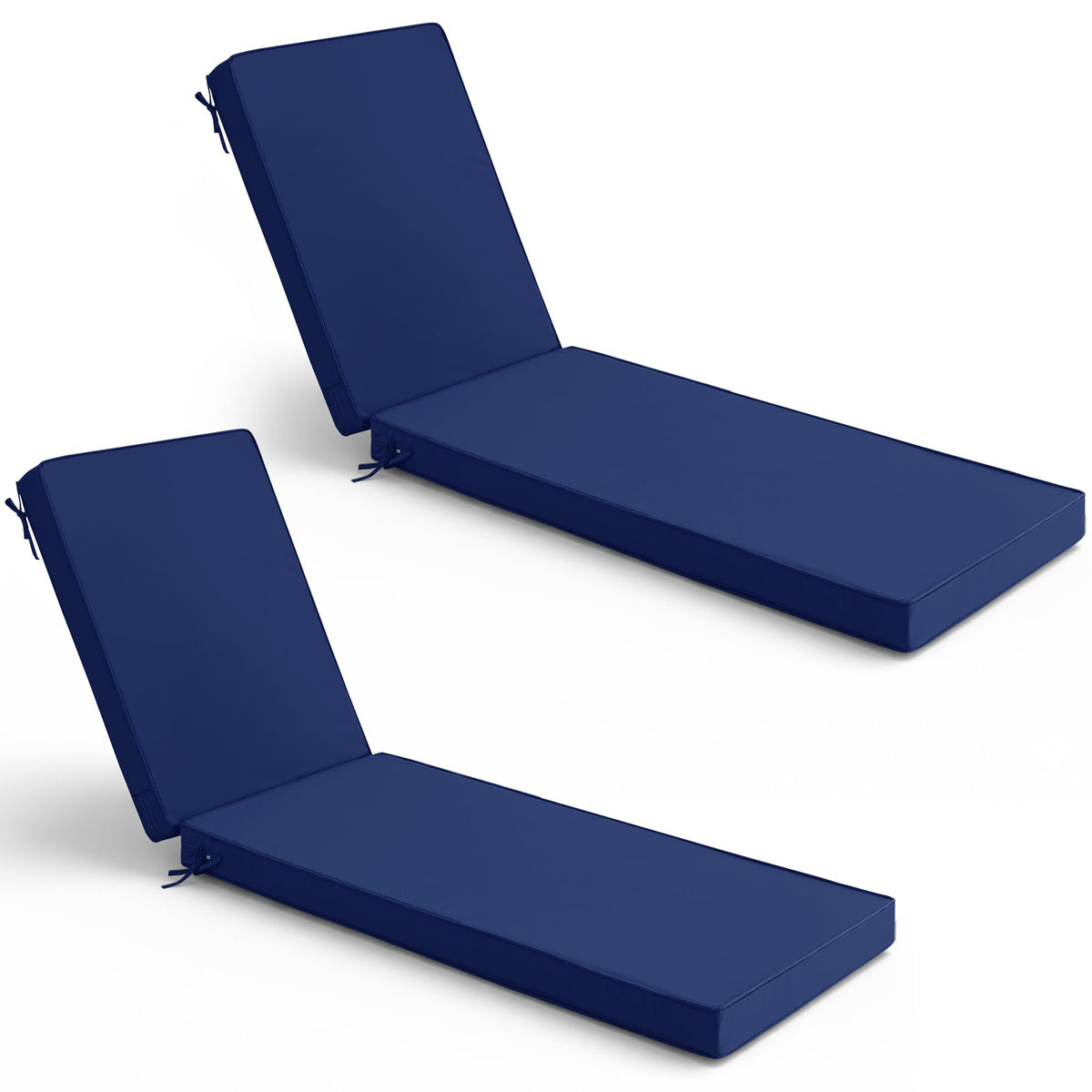 Summsun navy chaise lounge cushions front view showing comfortable, water-resistant outdoor seating