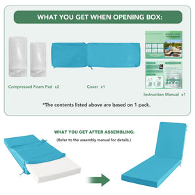 Summsun chaise lounge cushion teal fabric resists fading for vibrant color.
