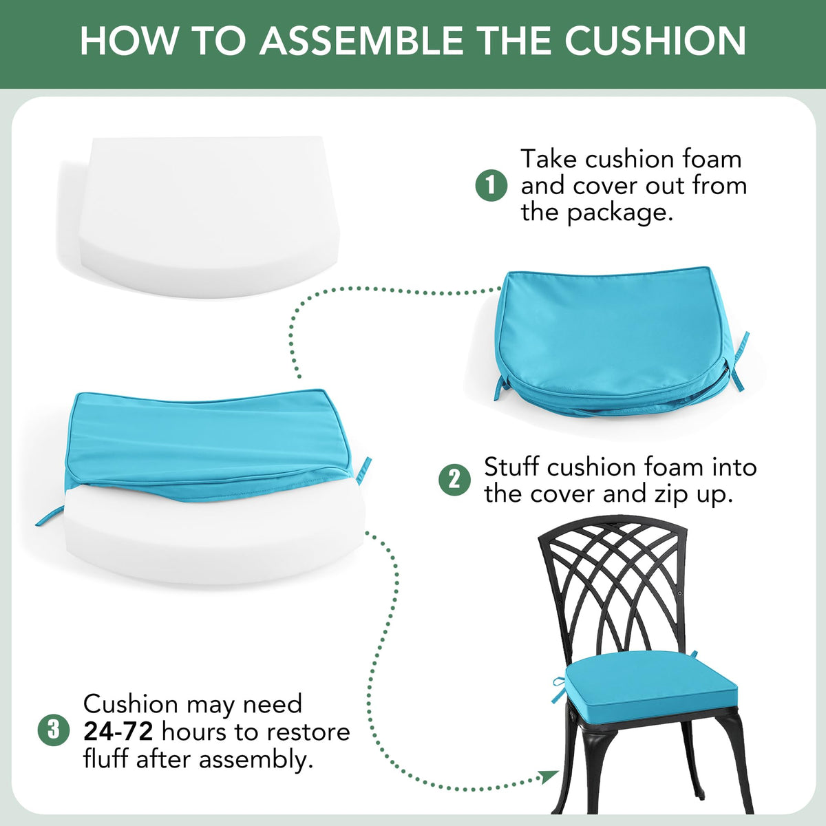 Summsun cushions arrive compressed and expand with time for full shape