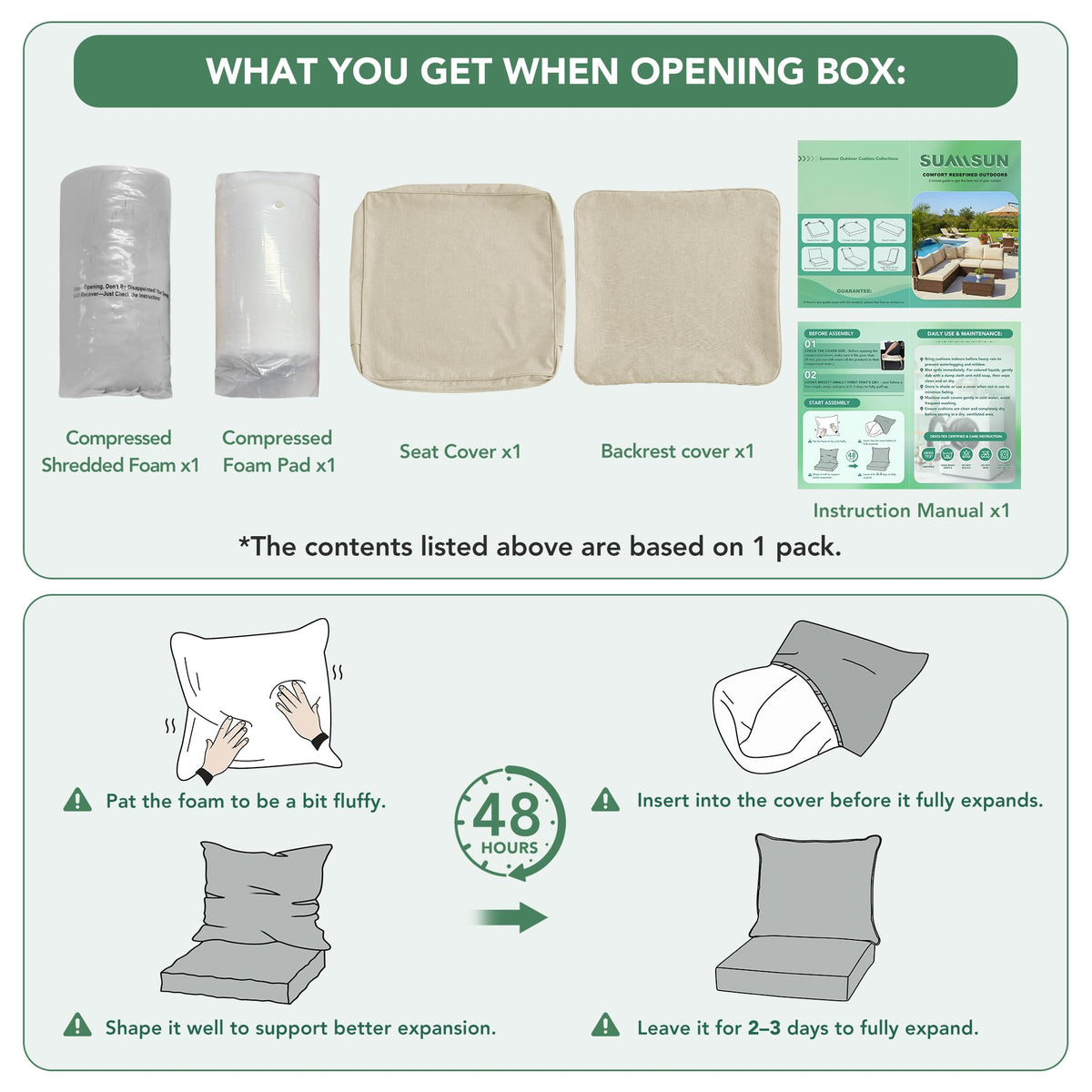 Summsun removable cover machine-washable for easy cleaning.