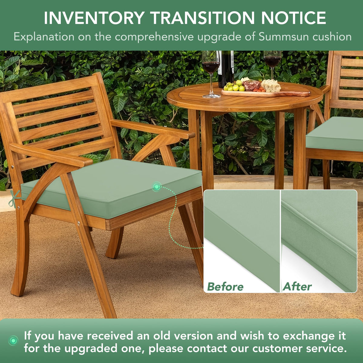 Summsun four-pack cushions ideal for family gatherings and multi-seat setups.