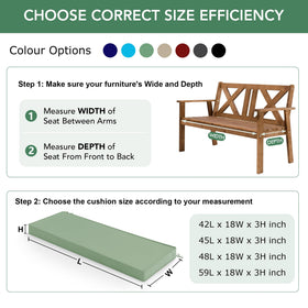 Summsun cushion on a garden bench and porch swing setup.