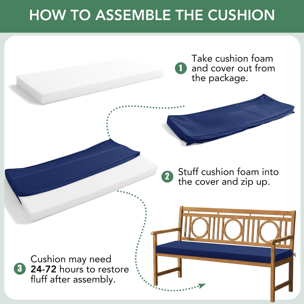 Summsun metal bench cushion offers weather-ready seating for yard.