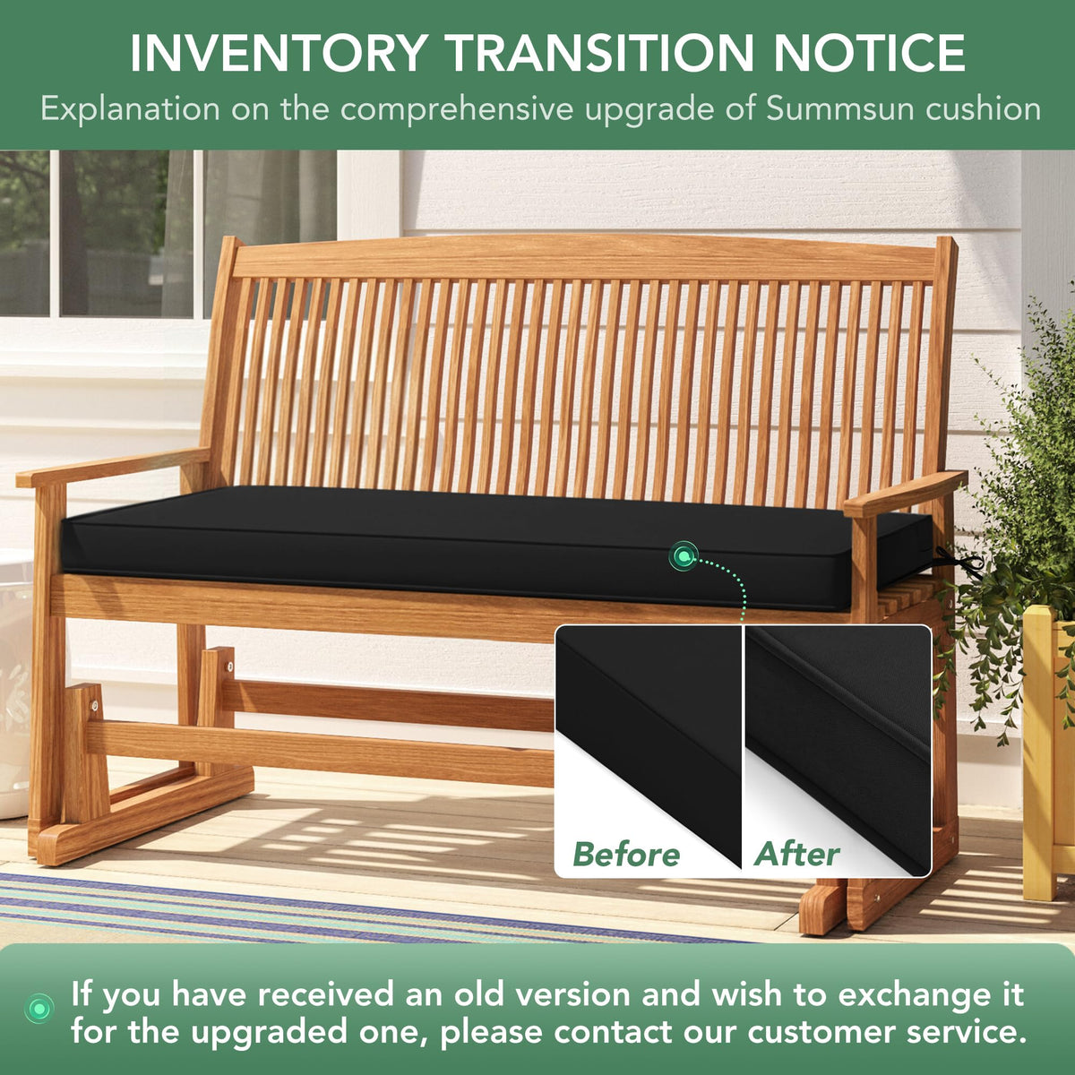 Summsun black cushion 59x18 adds timeless style to any bench
