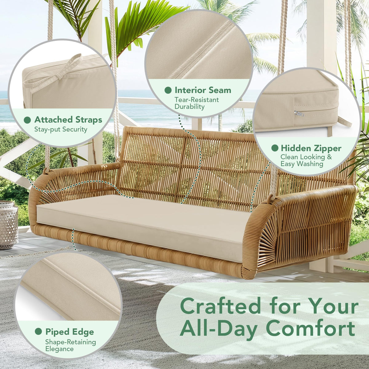 Summsun outdoor cushion fabric texture emphasizing weatherproof material.