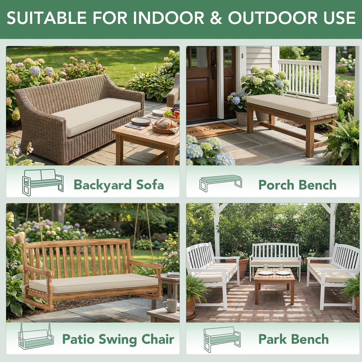 Summsun high-density foam core providing supported seating for extended use.