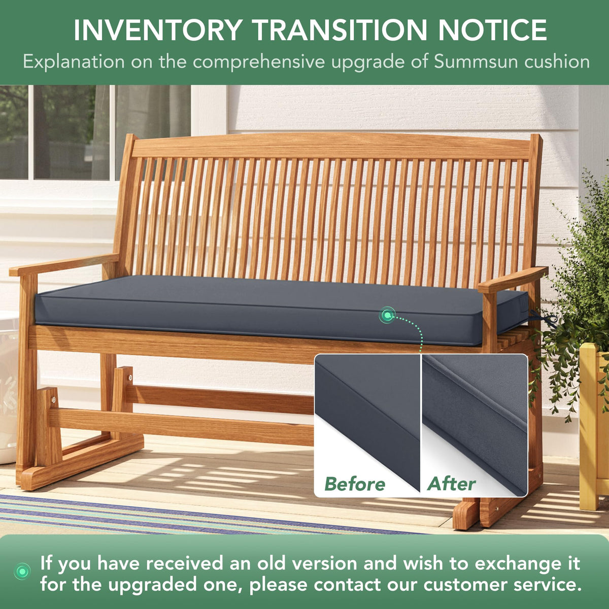 Summsun outdoor cushion measures 42x18 inches for benches