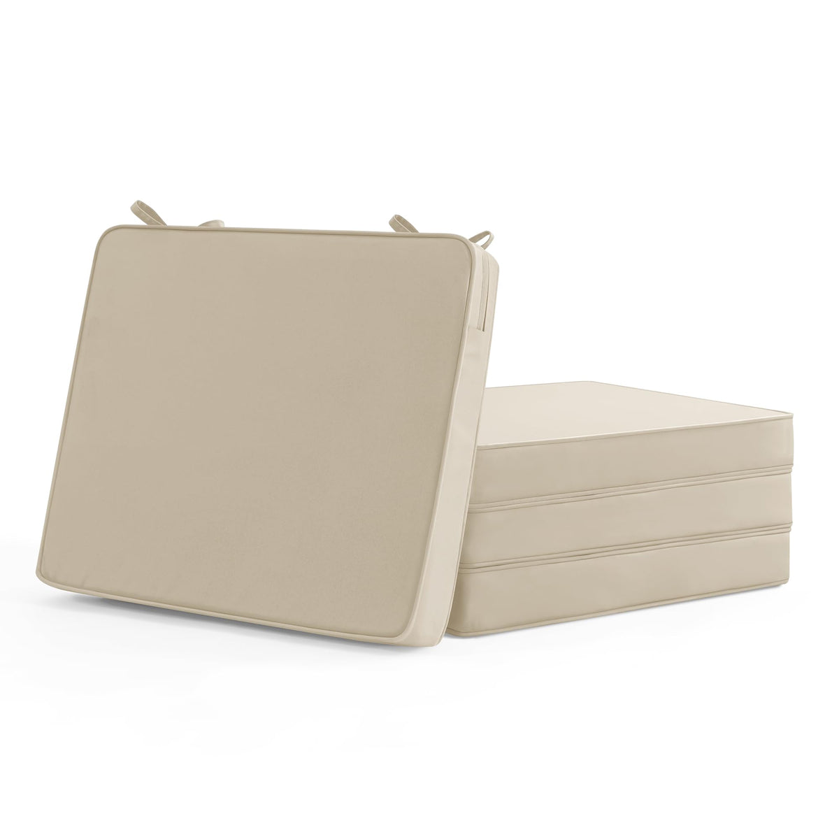 Summsun beige outdoor chair cushions 4-pack front view for comfortable patio seating.