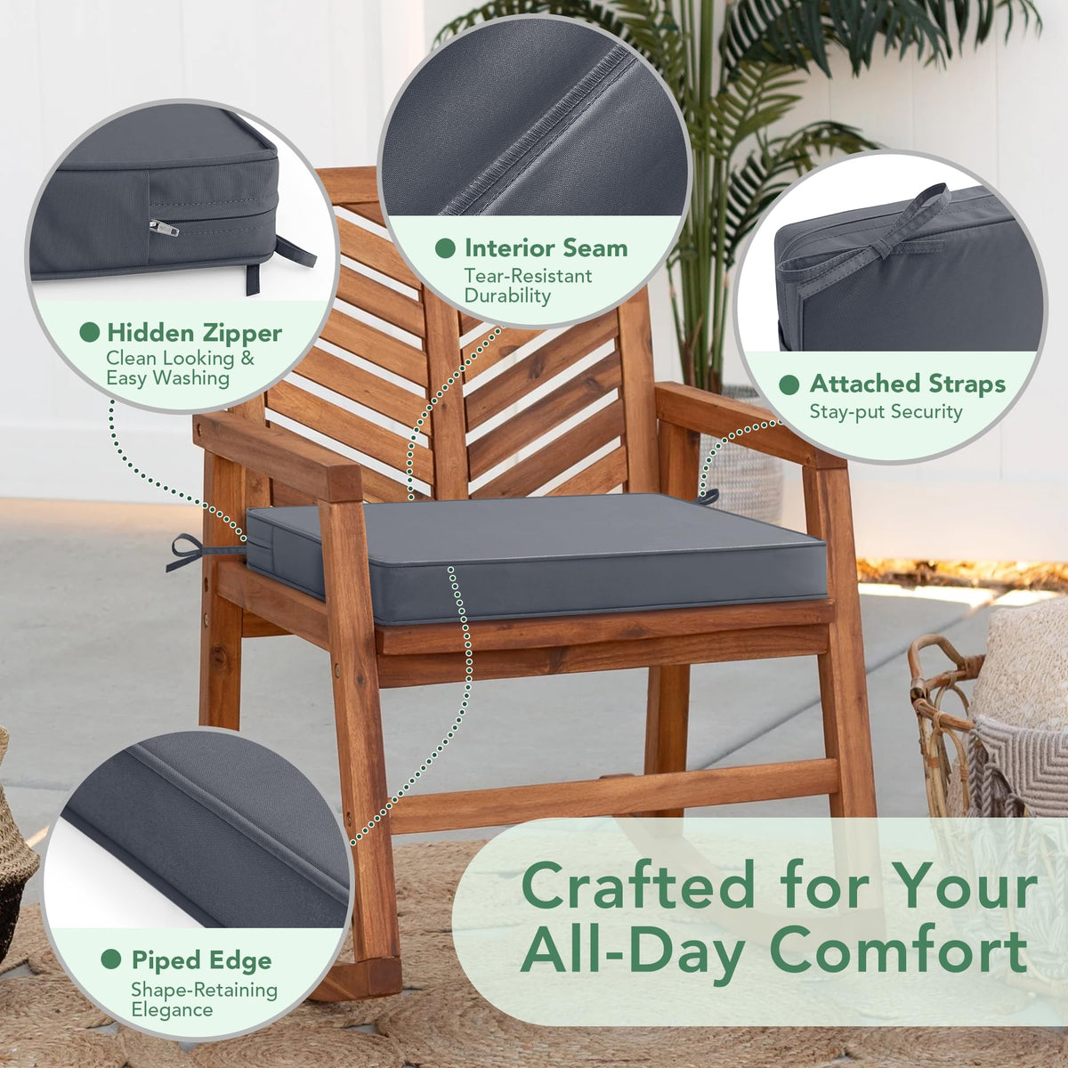 Summsun cushions stay in place with adjustable non-slip straps