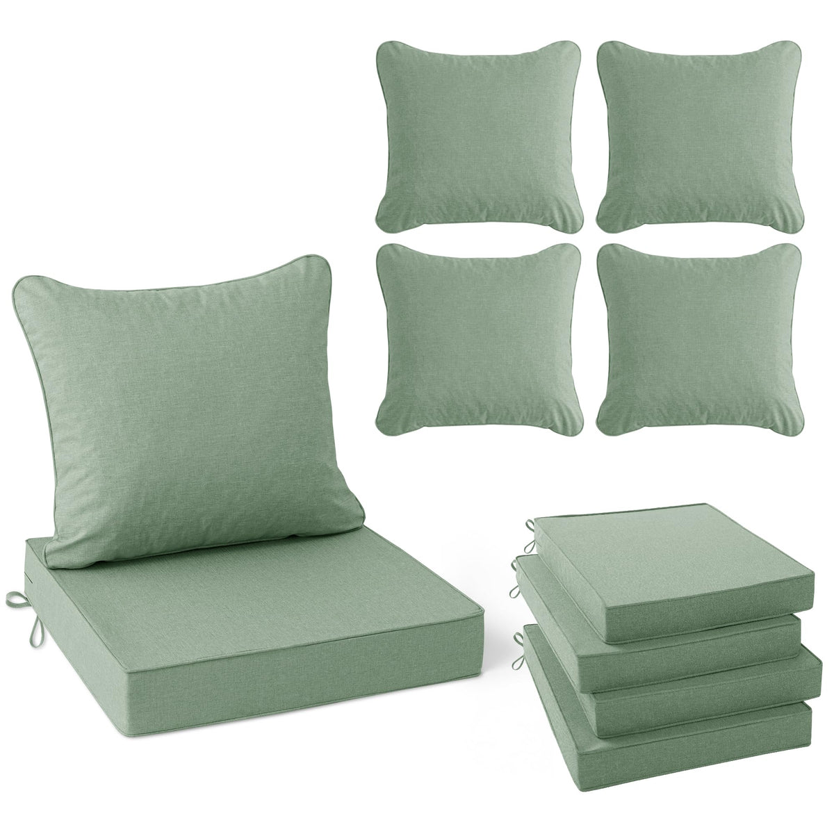 Summsun sage-green seat cushion 22x22 offers supportive seating.