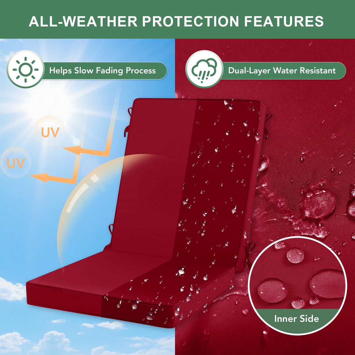 Summsun water repellent cushion cover protects against spills on patios