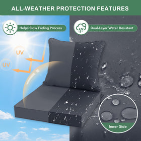 Summsun waterproof outdoor fabric helps resist rain and sun fade over time.