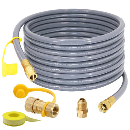 SUMNEW 36ft natural gas hose with quick-connect ends for versatile grilling.