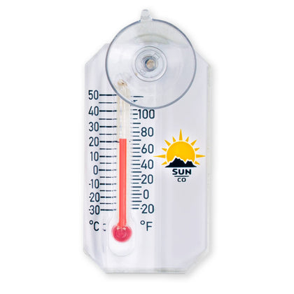 Sun Company Stickler with suction cup mount for on-window temperature monitoring