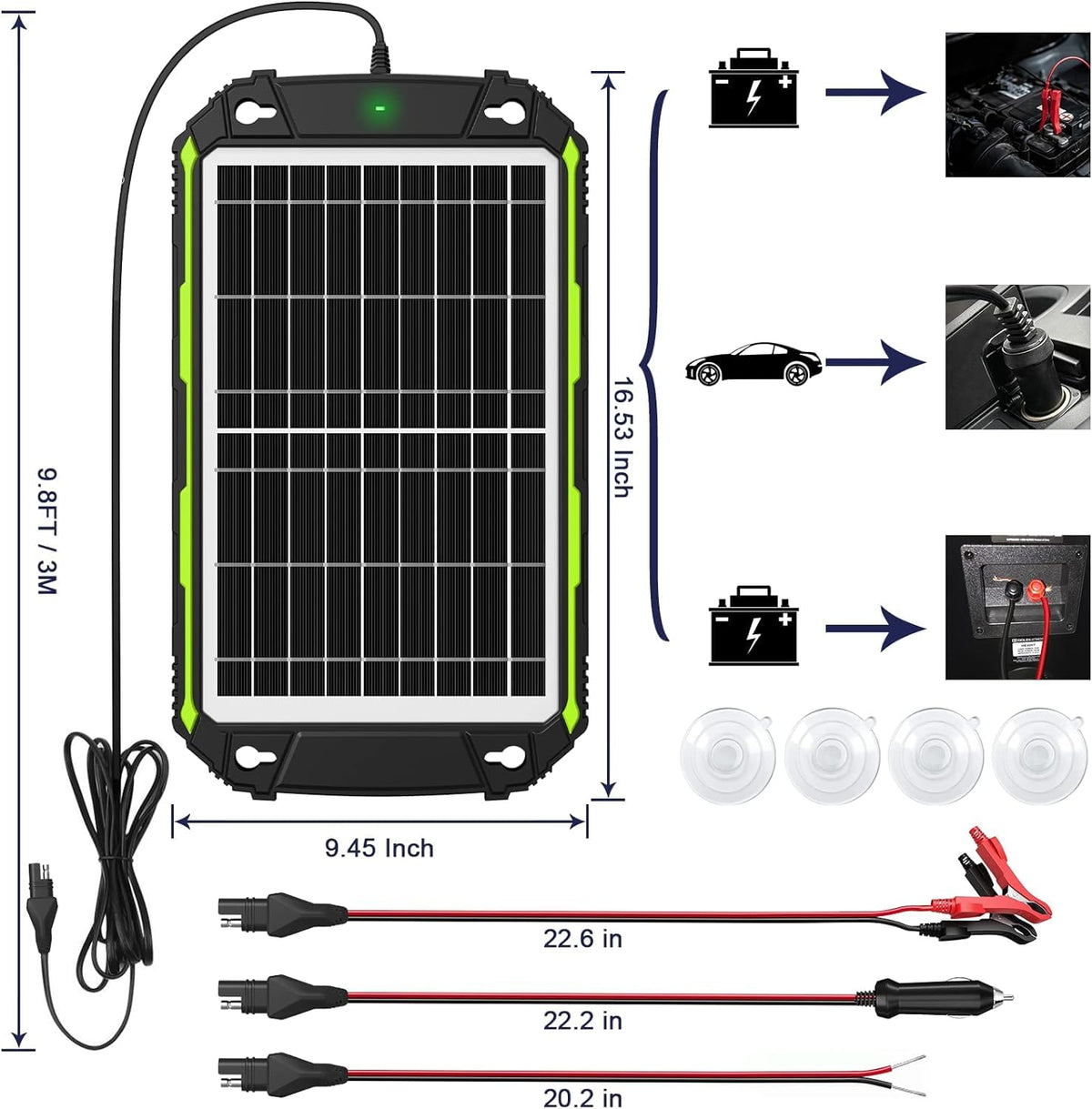 Sun Energise suitable for cars, boats, RVs, and more.
