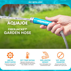 Sun Joe Aqua Joe 25ft ultra-light hose eases carrying and yard chores.
