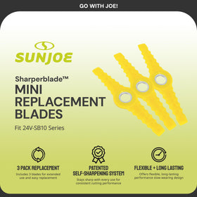 Sun Joe SB10 blades self-sharpening action maintains edge during yardwork
