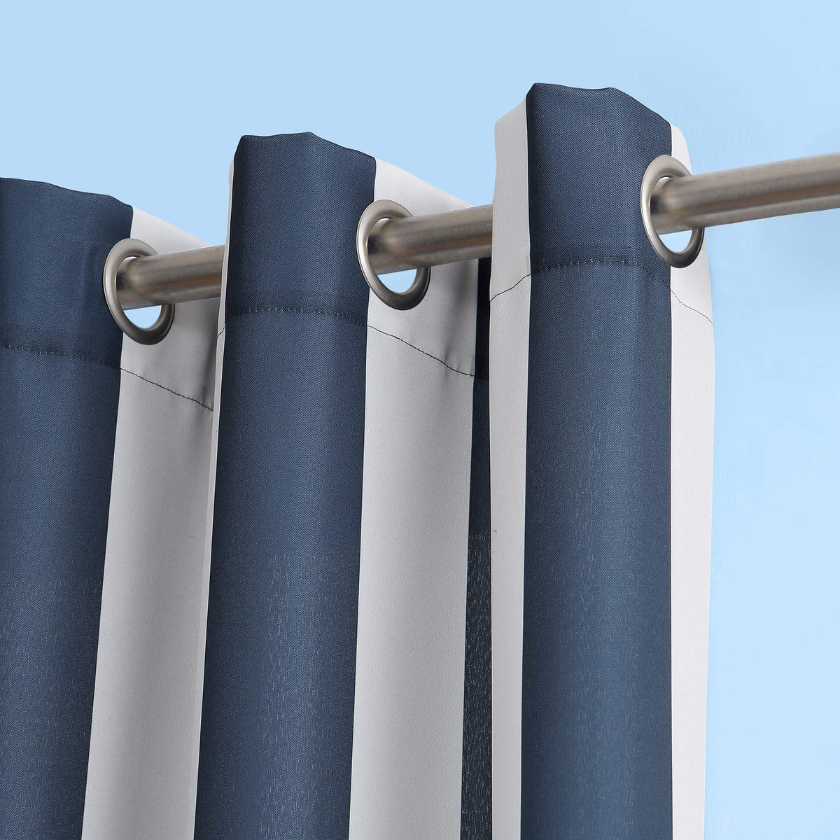 Close-up of Valencia cabana stripe fabric highlighting weave and light-blocking potential.