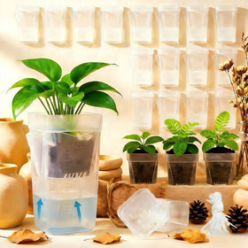 Sunanday 16-pack 2-inch self-watering pots with inner view for root monitoring.