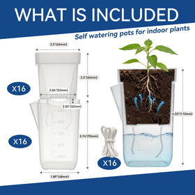 Sunanday 16 pack self-watering pot outer reservoir displays water level for easy refills