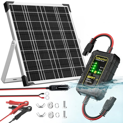 SUNAPEX 12V solar charger panel for outdoor charging on the go.