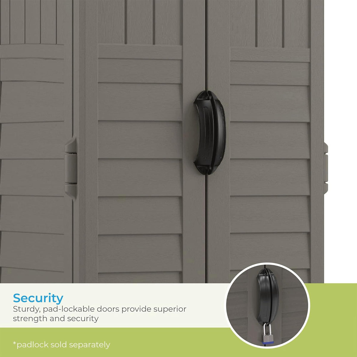 Suncast 22 cu ft vertical shed dimensions show space-saving footprint