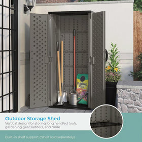Suncast 22 cu ft vertical shed panels focusing on multi-wall durability