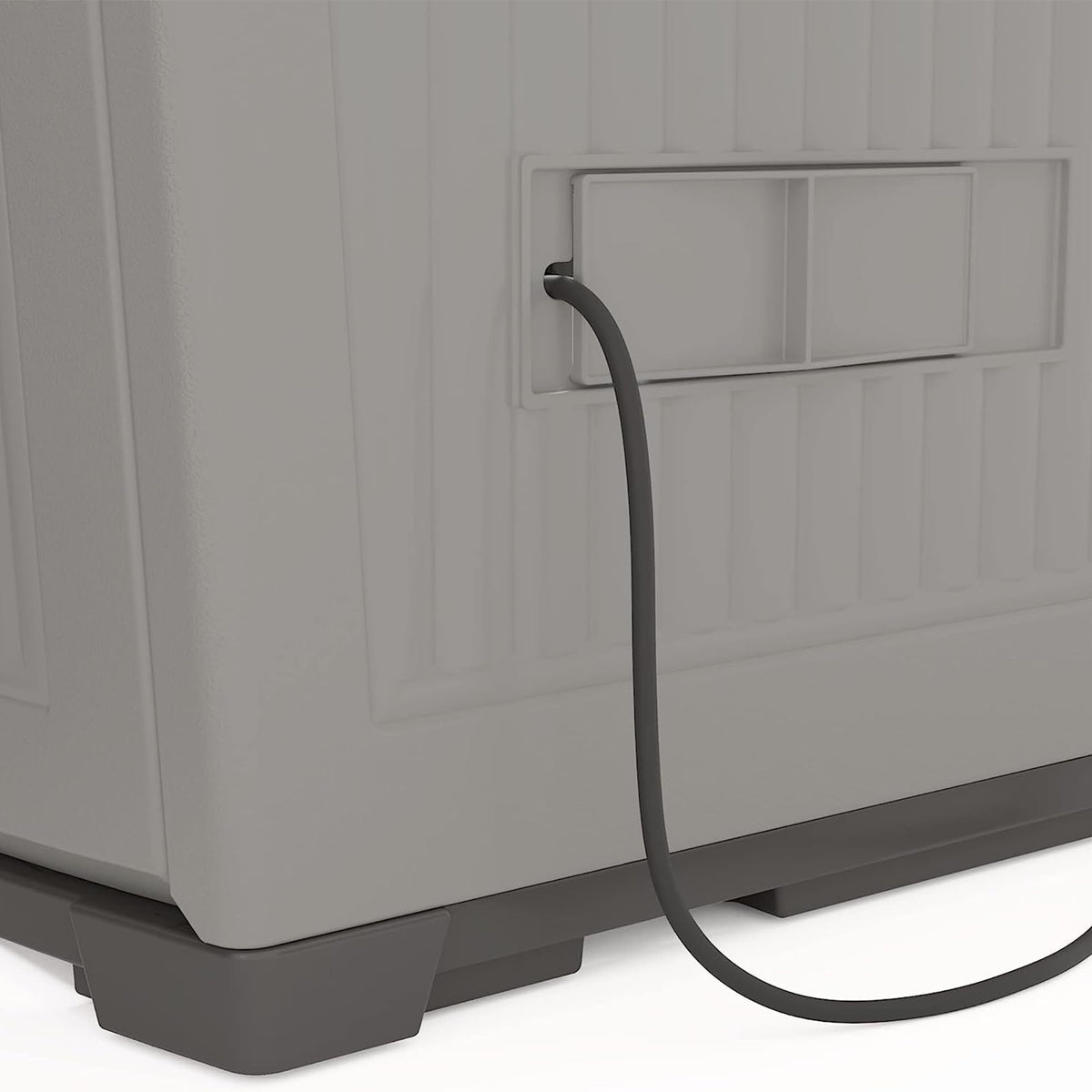 Suncast Backyard Oasis basic side profile peppercorn, compact footprint for tight spaces