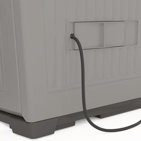 Suncast Backyard Oasis basic side profile peppercorn, compact footprint for tight spaces