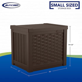 Suncast cushions and towels storage keeps porch items neatly stored.