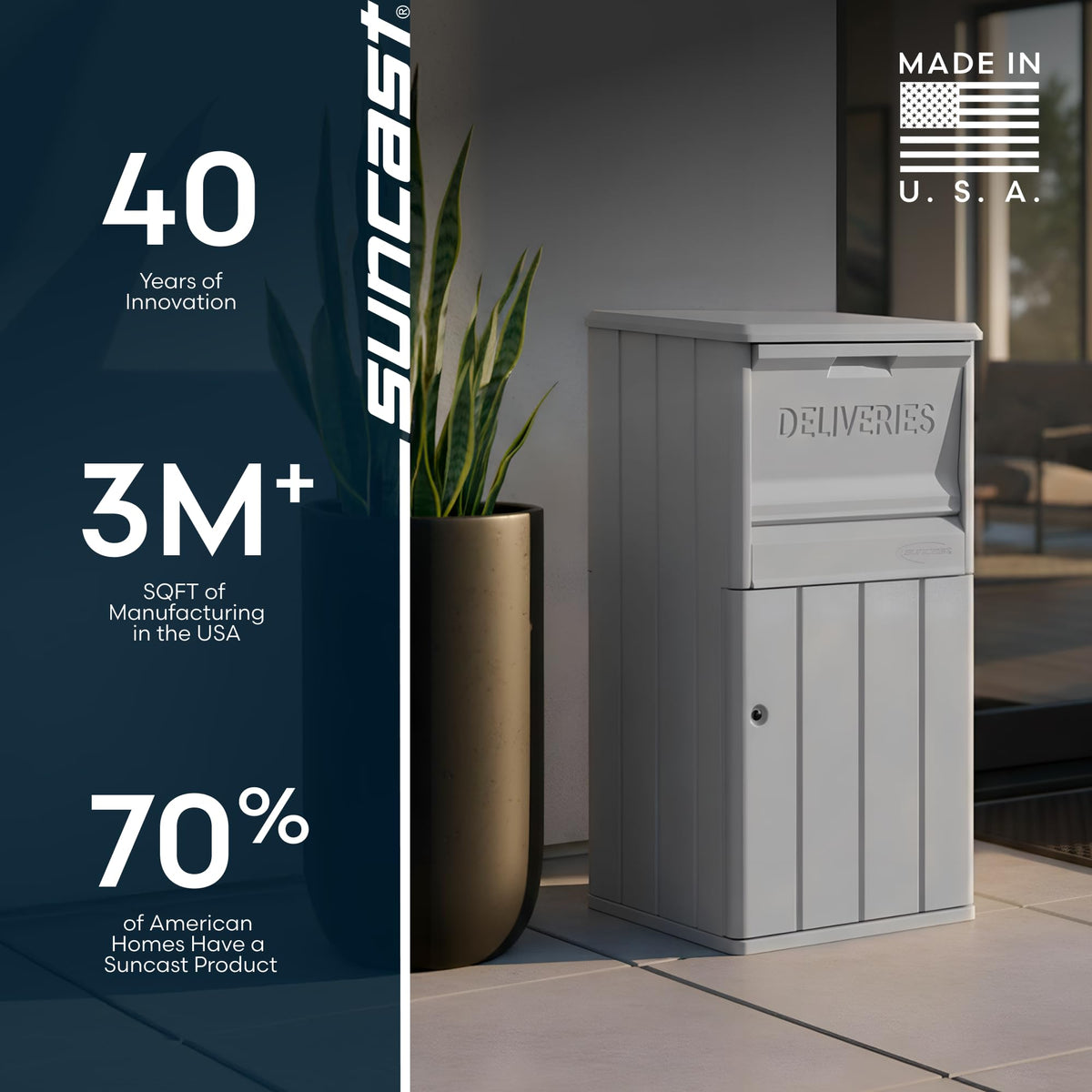 Suncast ground anchoring option illustrating floor-secure installation