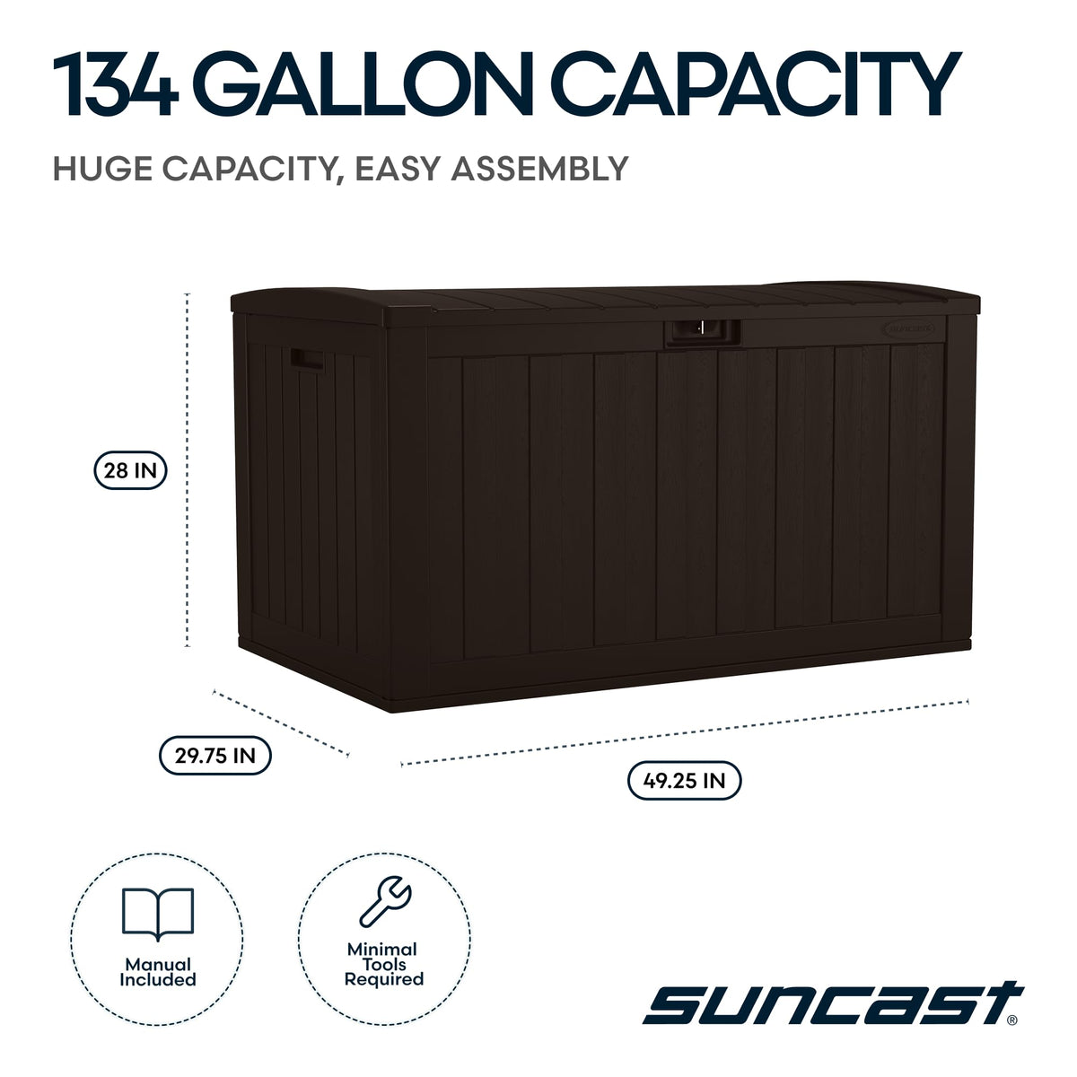 Suncast deck box pad-lock-ready design for added security.