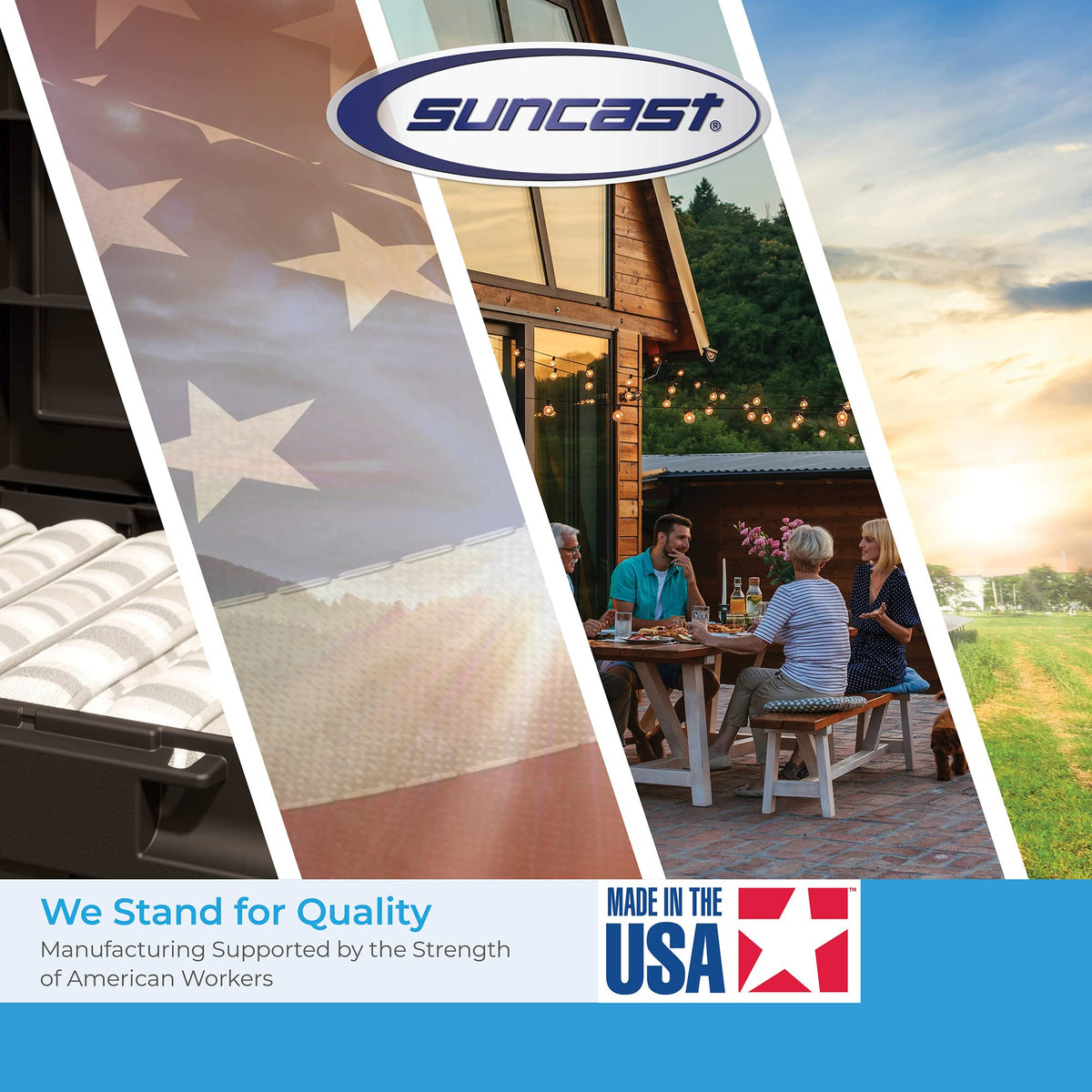 Suncast versatile outdoor storage solution for patio, deck, and yard.