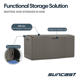Suncast patio storage keeps cushions organized and accessible