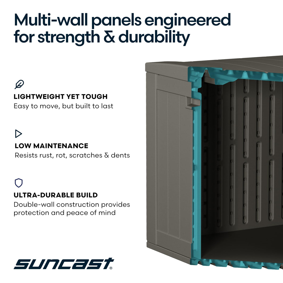 Suncast waterproof outdoor chest protects gear from moisture