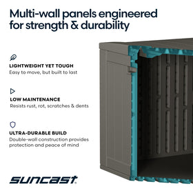 Suncast waterproof outdoor chest protects gear from moisture