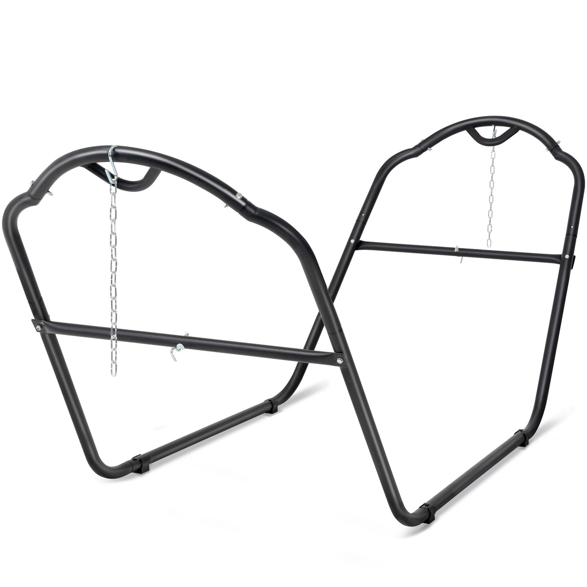 SUNCREAT universal steel hammock stand overview showing versatile fit for most hammocks