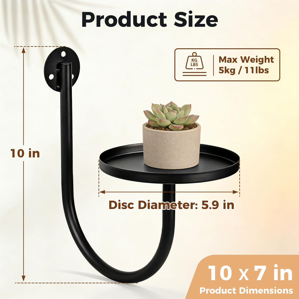 Suncket metal wall-mount plant shelves closeup show durable reinforced construction.