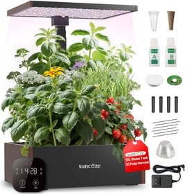 Suncoze 20-pod hydroponics system for a compact indoor herb garden.