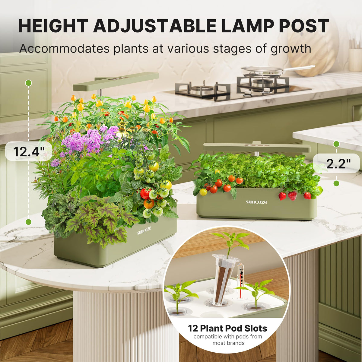SUNCOZE adjustable-height grow deck for seedlings to mature plants