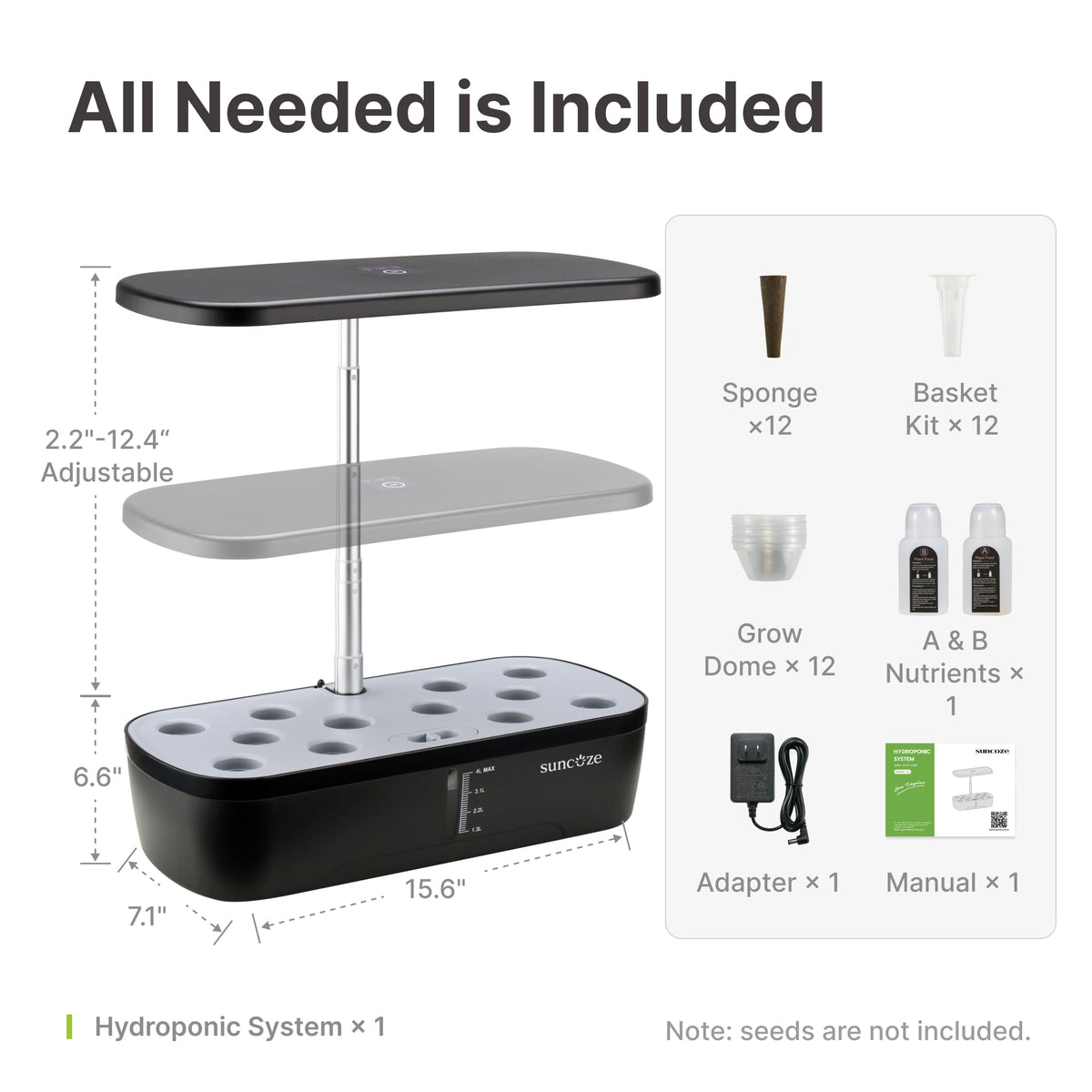 SUNCOZE ready-to-use garden kit for family-friendly learning and fresh herbs.