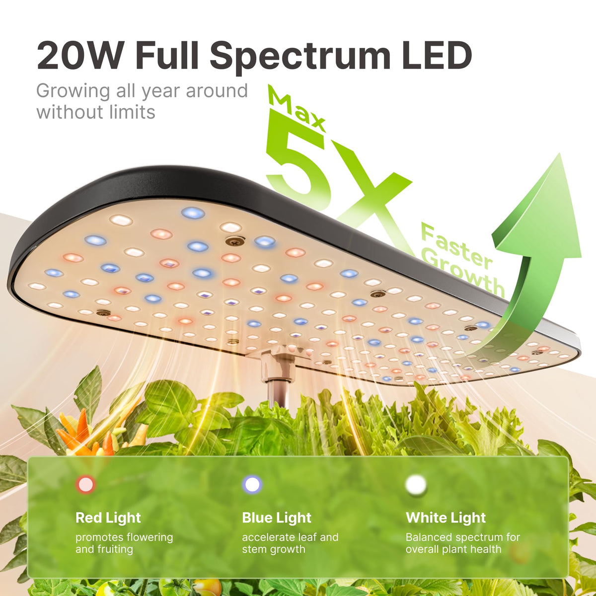 SUNCOZE height-adjustable deck from 2.2 to 12.4 inches supports all growth stages.