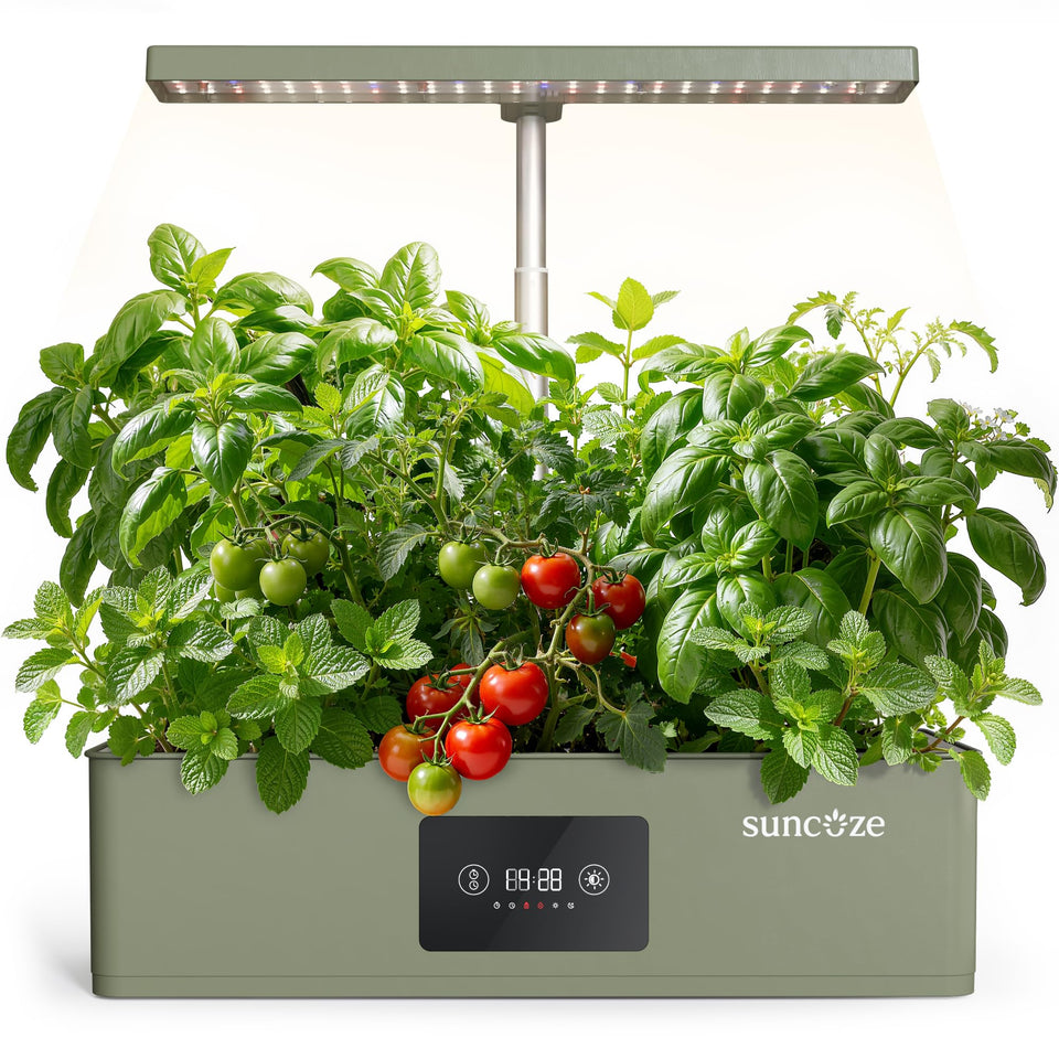 Suncoze Hydroponics 4-level dimmable grow light for adjustable plant growth stages.