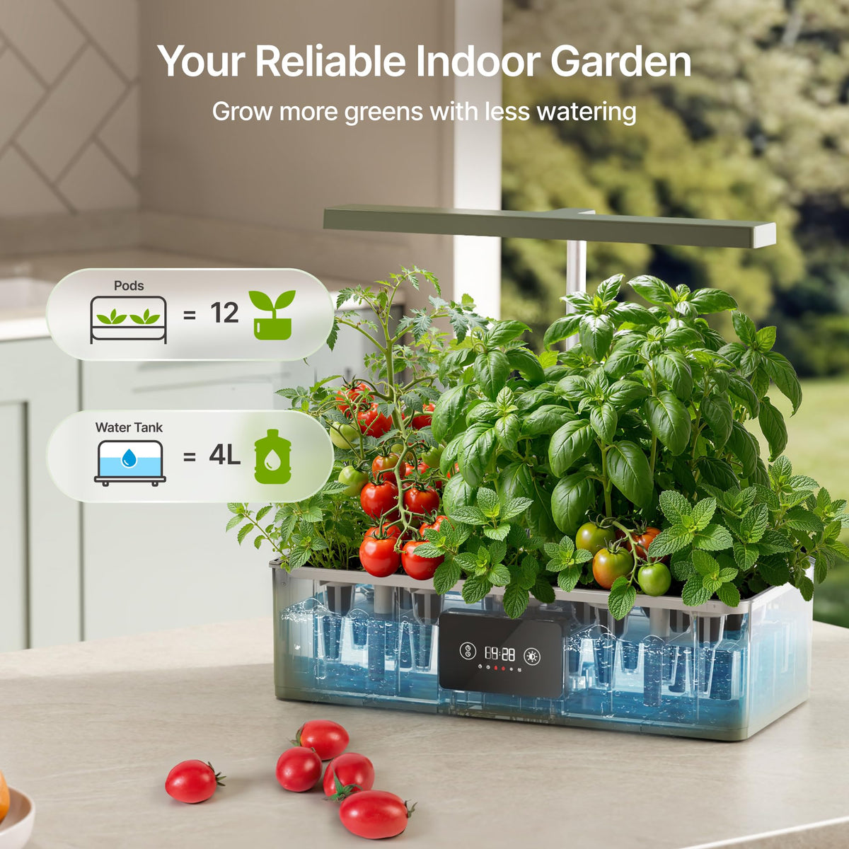 Suncoze Hydroponics local time timer enabling custom daily light schedules.