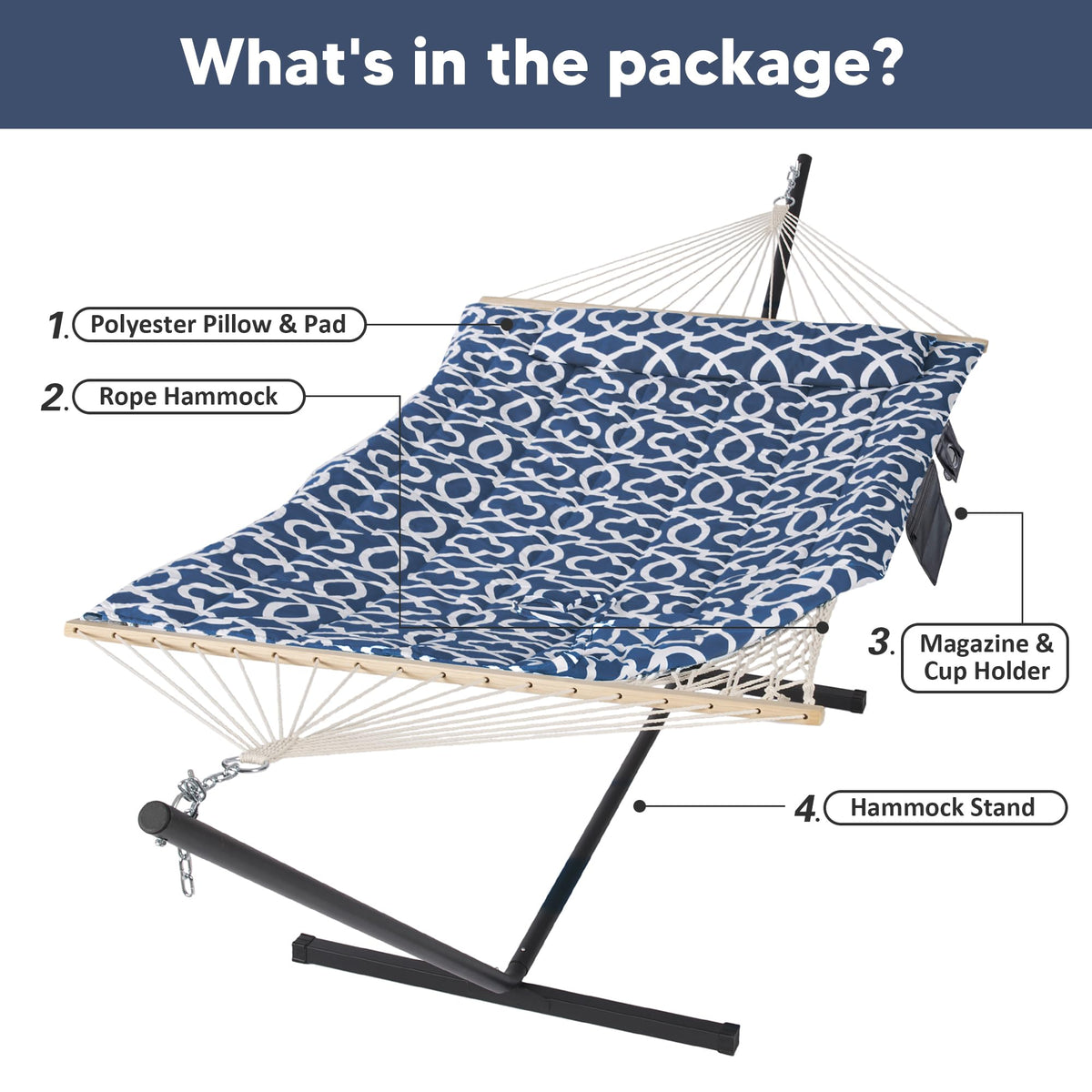 Suncreat 12-ft powder-coated stand offers tool-free setup.