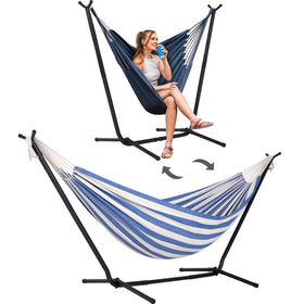 SUNCREAT 2-in-1 hammock stand enabling versatile outdoor lounging