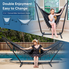 SUNCREAT 2-in-1 hammock chair offers spacious seating for relaxing.